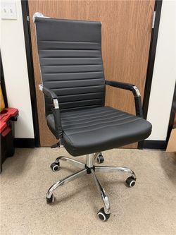 Black Ribbed Office Chairs - $10 Each (6 Available)