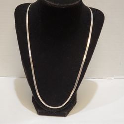 Vintage FMC 925 Sterling 23.75" Herringbone Necklace 1/8" Wide Italy