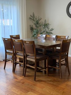 Counter Height Dining Table with 9 Chairs