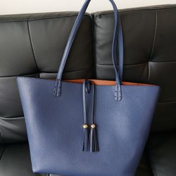 Bag Faux Leather Shopper Style midnight blue New 