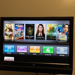 19” Zenith LCD Tv With Full Motion Mount And Apple Tv 
