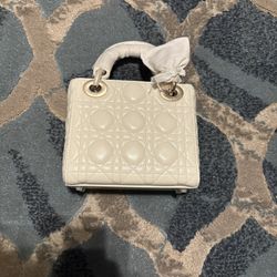 Brand New with Original Packaging Mini Lady Dior Bag White Lambskin Leather