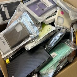 Box full of iphone phone cases