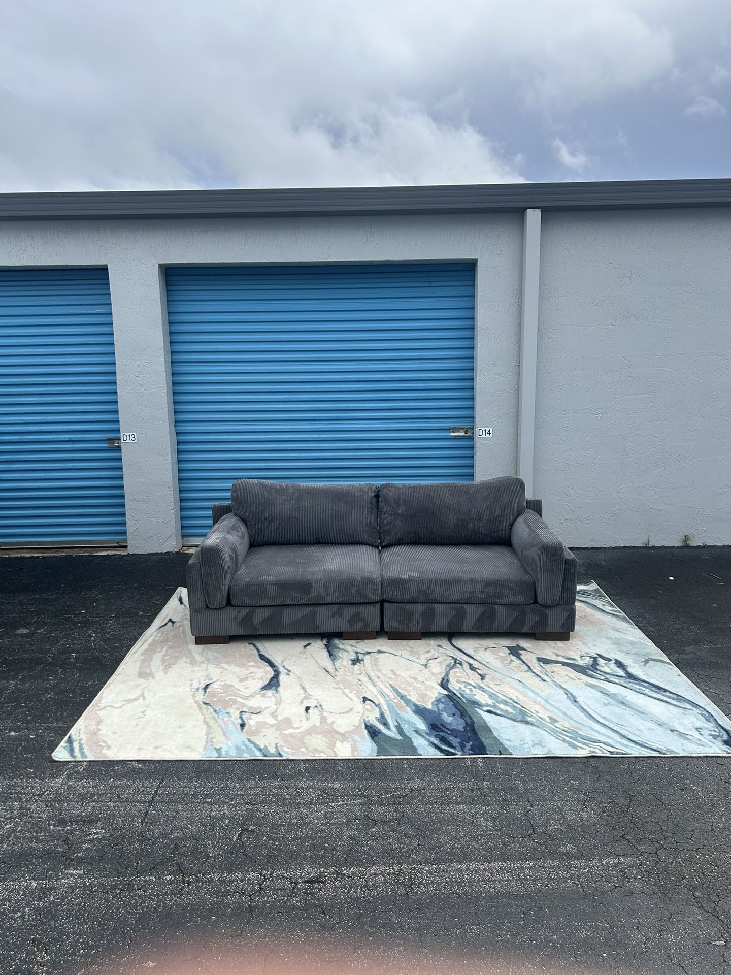Gray Corduroy Sofa Delivery Available