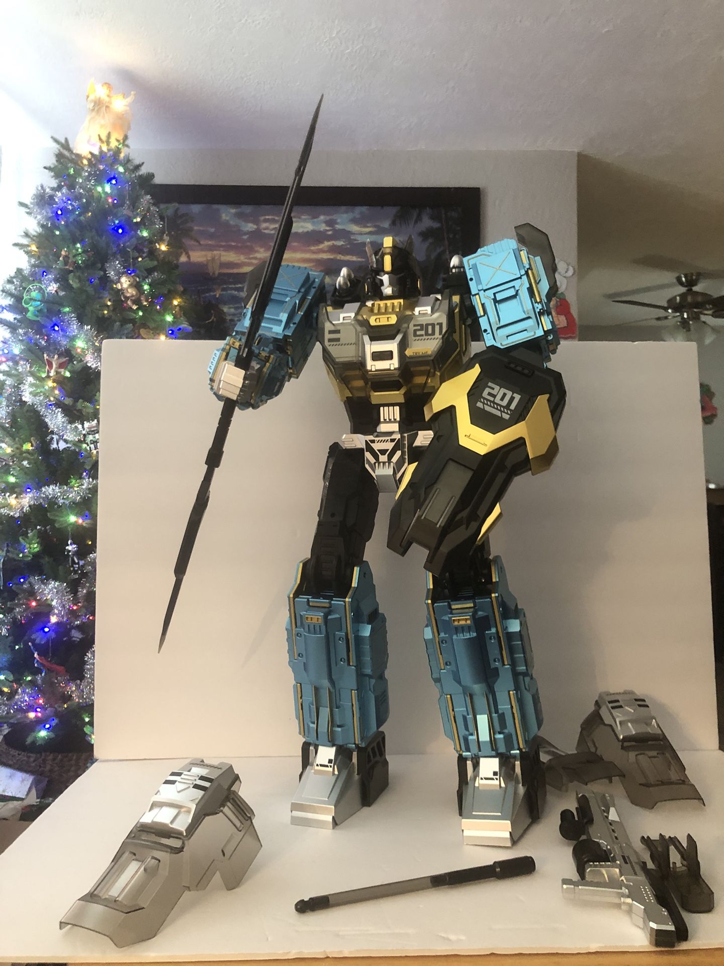 Transforming Robot Sams Club Member's Mark Huge 23" Goldtone To Blue Toy TESTED