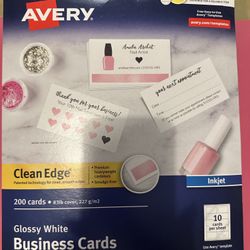 200 Printable business Cards,Clean Edge,White, Brand New Never Opened