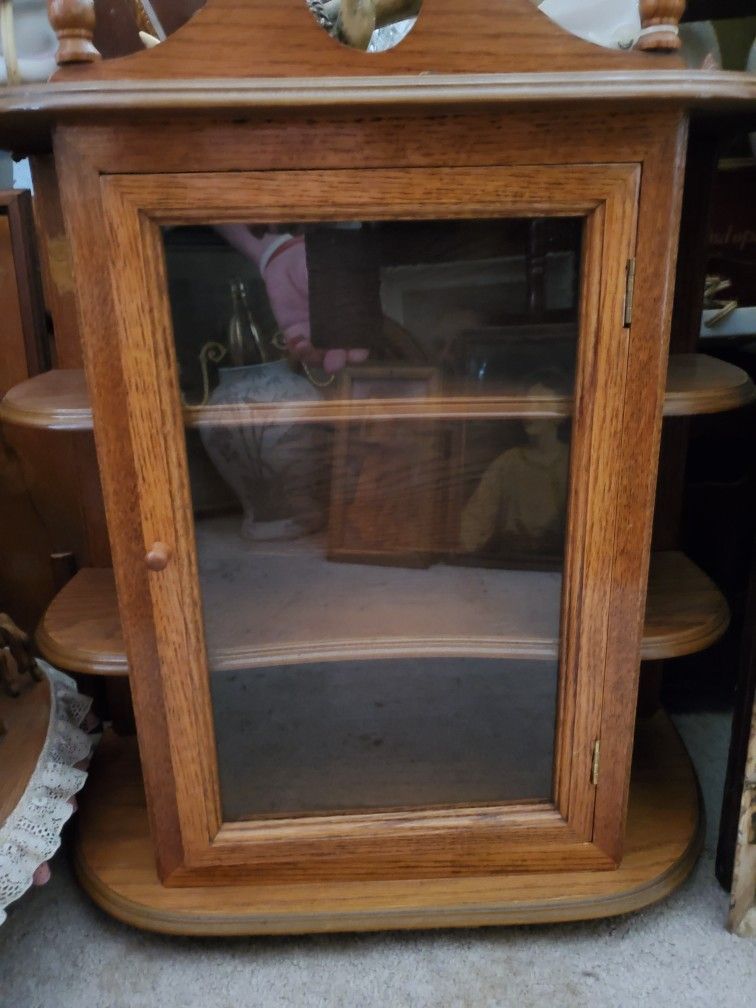 Curio/ Small/ Oak /Display Cabinet/Wall Mount/ Table Top