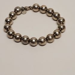 Vintage Authentic Tiffany  & Co.  925 Sterling Silver 10mm Ball Bead Bracelet 7"