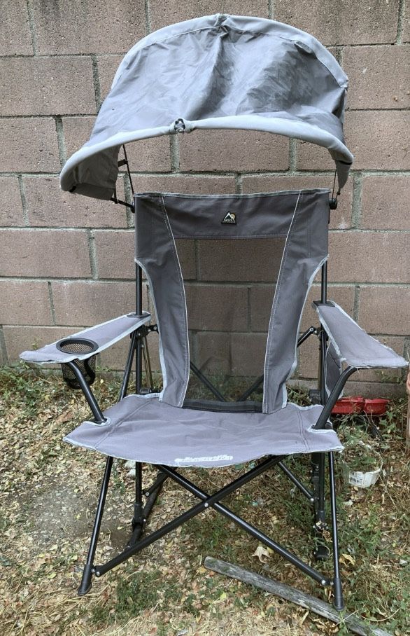 GCI OUTDOOR Kickback Rocker Camping Chair | Portable Folding Rocking Chair with Durable Armrests, Drink Holder & Relaxed Lowered Seat for Comfort