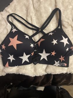 Black Pink And White Star Pink Bra Small
