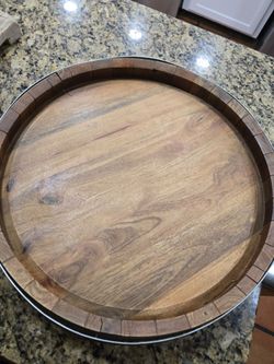 Pottery Barn Barrel Top Lazy Susan Wine/Whiskey Barrel Inspo