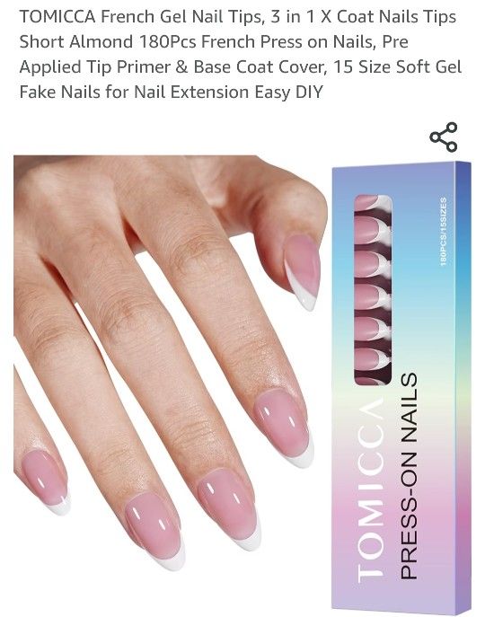 French Gel Nail Tips, 3 in 1