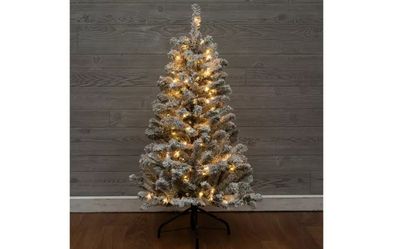 3.5ft Flocked Pre-Lit Monarch Pine Christmas Tree