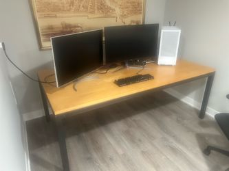 Large wood table with metal frame