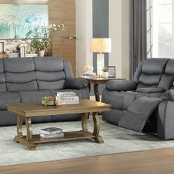 Fabric rec. sofa and loveseat