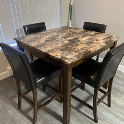 Marble Dining Room Table With Leather Seating