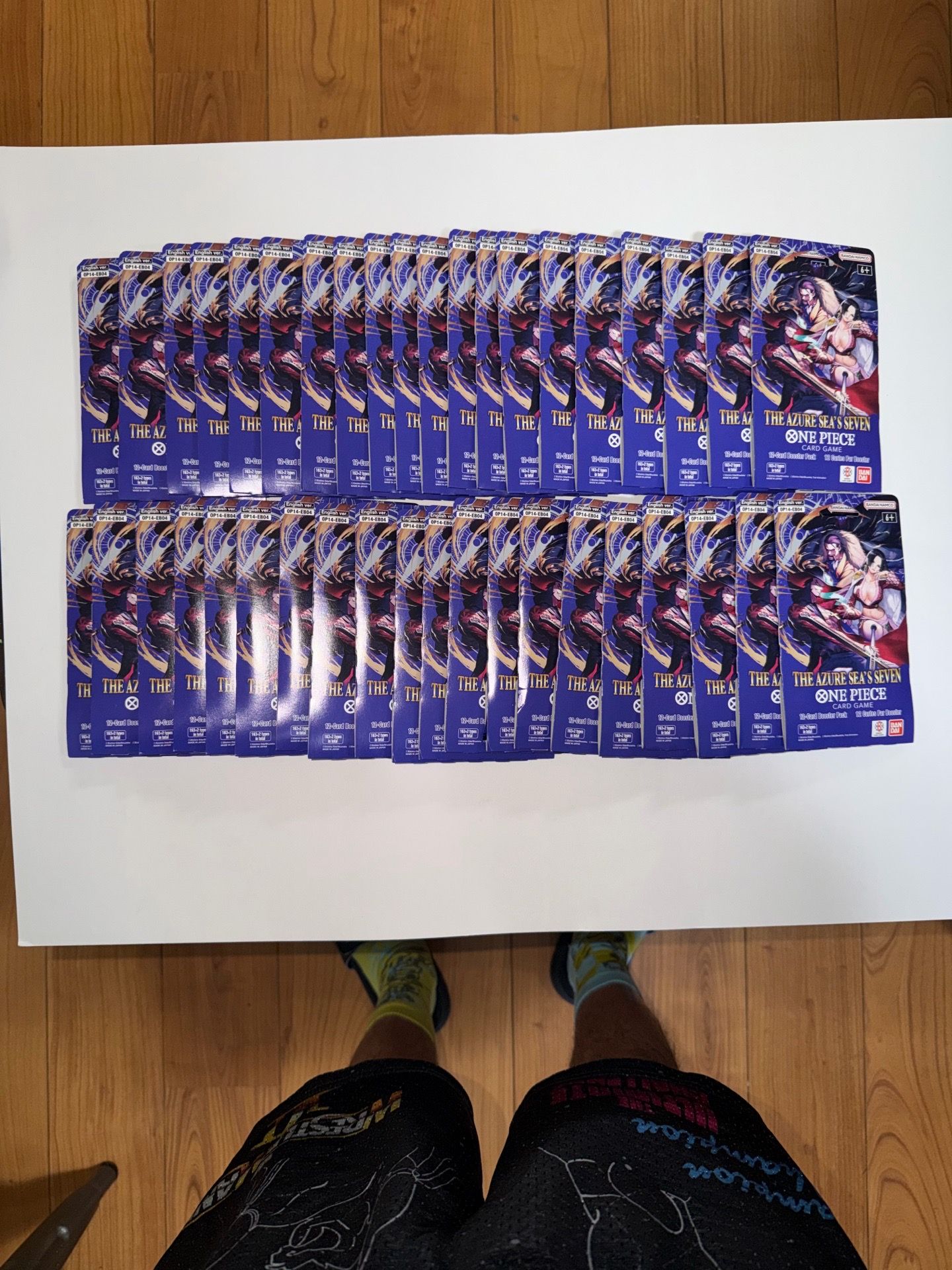 Lot of 40 - One Piece OP-14 The Azure Seas Seven Sleeved Booster Packs Sealed