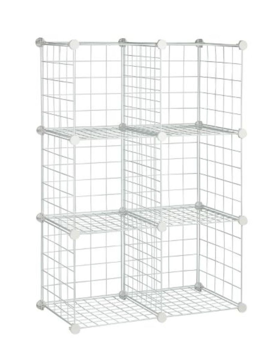 Storage,Wire Metal Grids Bookshelf,Stackable Modular Shelves,Cube Storage Organizer Bins for Home,Office,Kids Room,