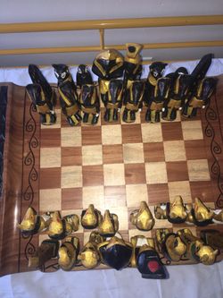 100% Carved and painted chess board