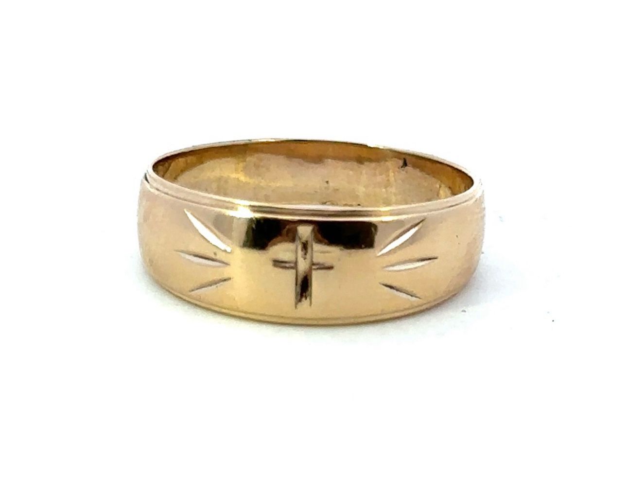 Men’s 14k Yellow Gold Wedding Band With Cross Detail Size 10.5 GP3114372