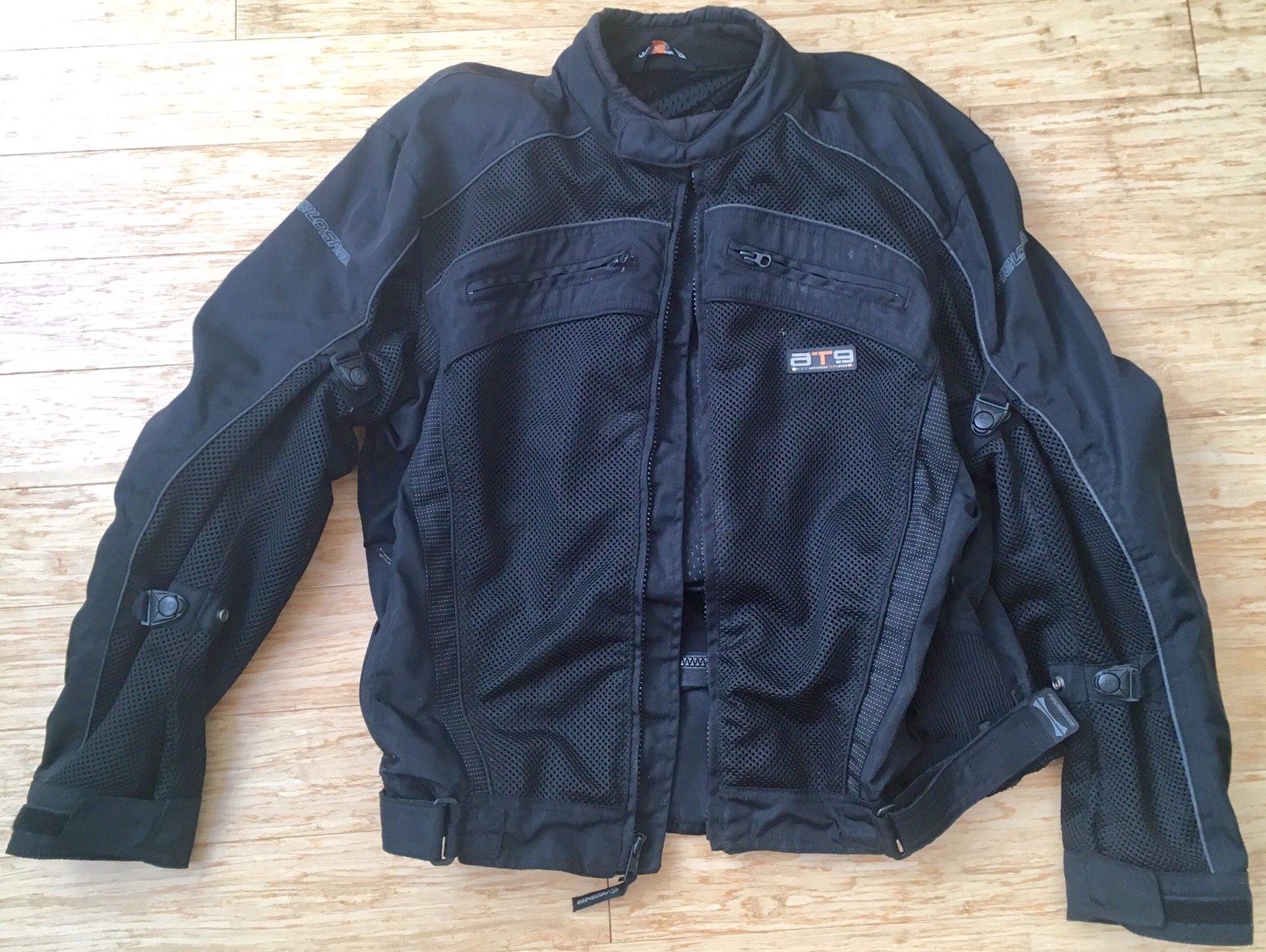 Fieldsheer AT9 Mesh Motorcycle Jacket Mens Size XL Black Padded Armored Summer