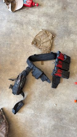 Airsoft belt with holster mags and dump pouch