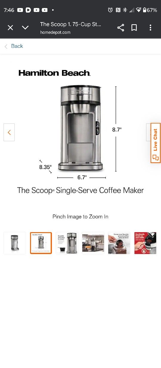 Hamilton Beach Single Serve Coffee Maker 