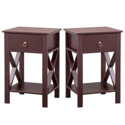 Set Of 2 Brown Nightstands/End Tables (New In Box)