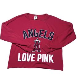 Los Angeles Angels x Victoria's Secret PINK Crewneck Sweatshirt Womens XS Red