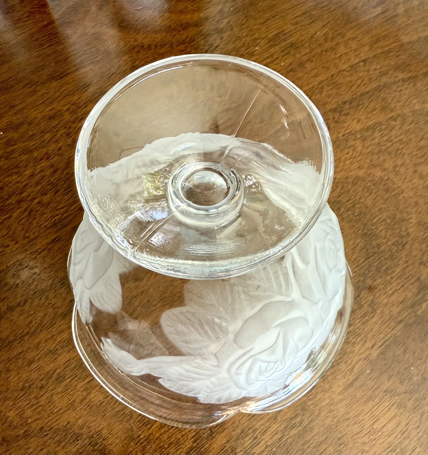 Glass Rose Bowl, Pressed Glass Rose Bowl