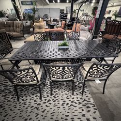 9pc Table Set Cast Aluminum 