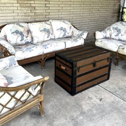 Vintage 4 Piece Rattan Patio Furniture Set
