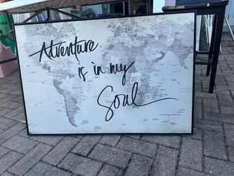 Framed World Map Wall Art Canvas