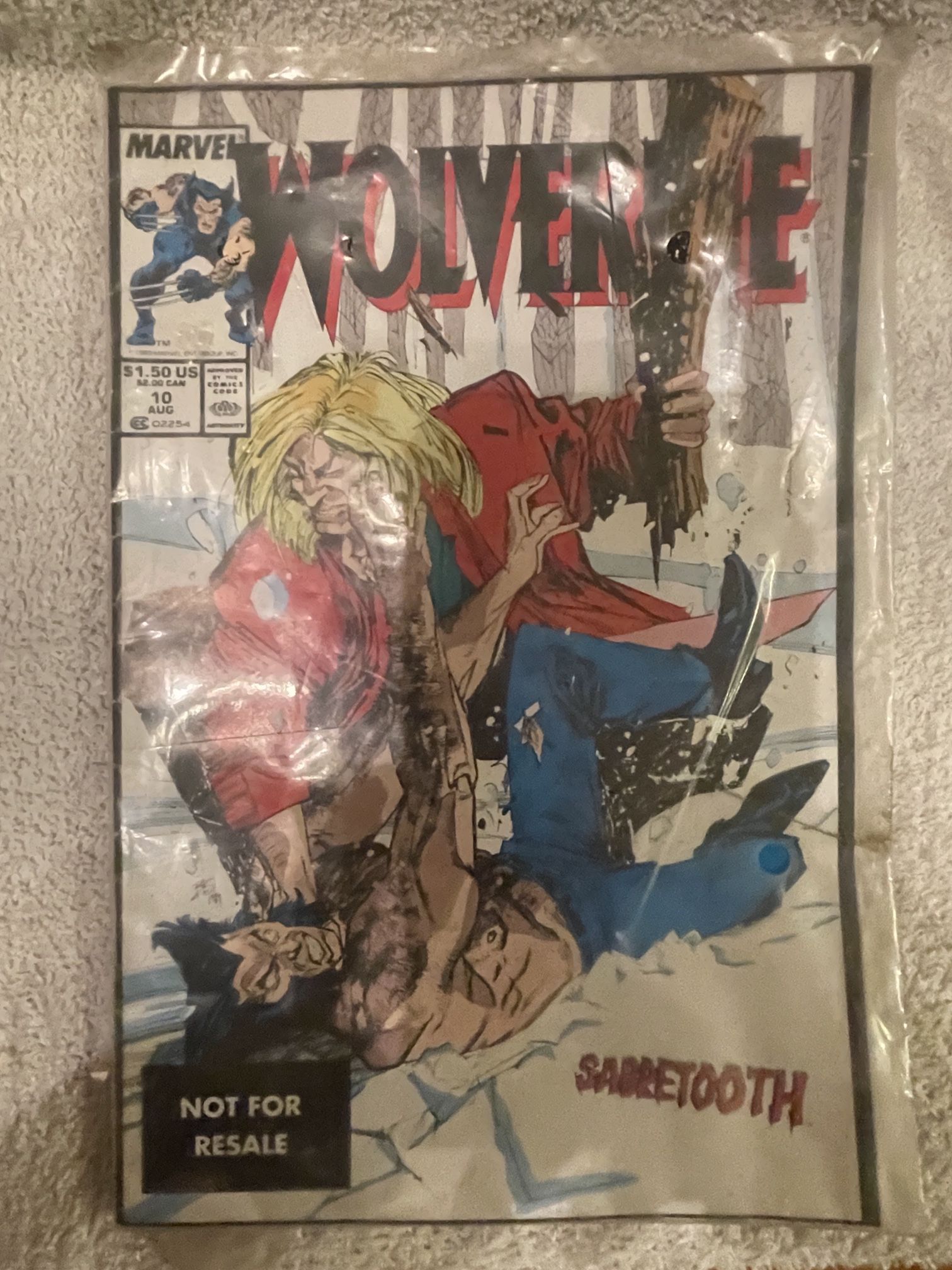 Wolverine #10 FIRST Fight With SABRETOOTH (Aug. 1989, Marvel). Still Sealed