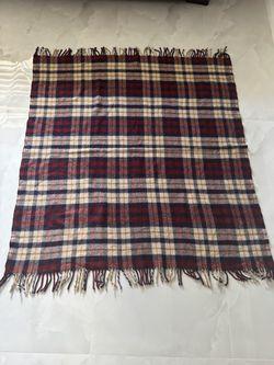 Vintage wool fringe blanket