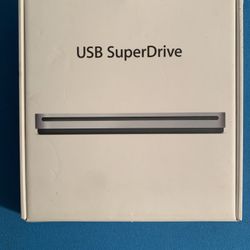 Apple USB SuperDrive, external optical drive for Mac computers.  