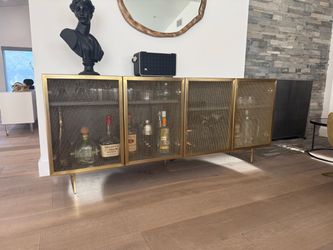 CB2 Trace 71” Brass Wire Mesh Credenza / Bar Cabinet – VUUE