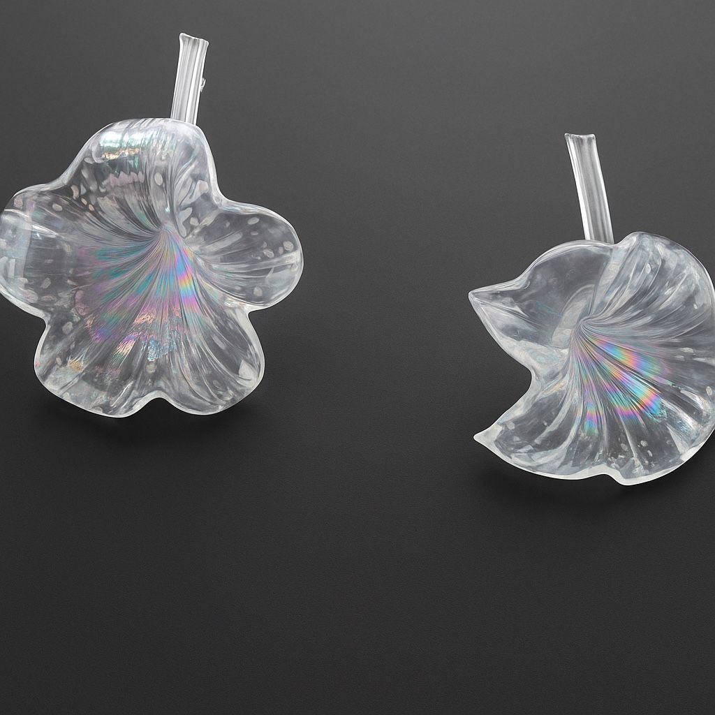 Hand-Blown iridescent glass flowers
