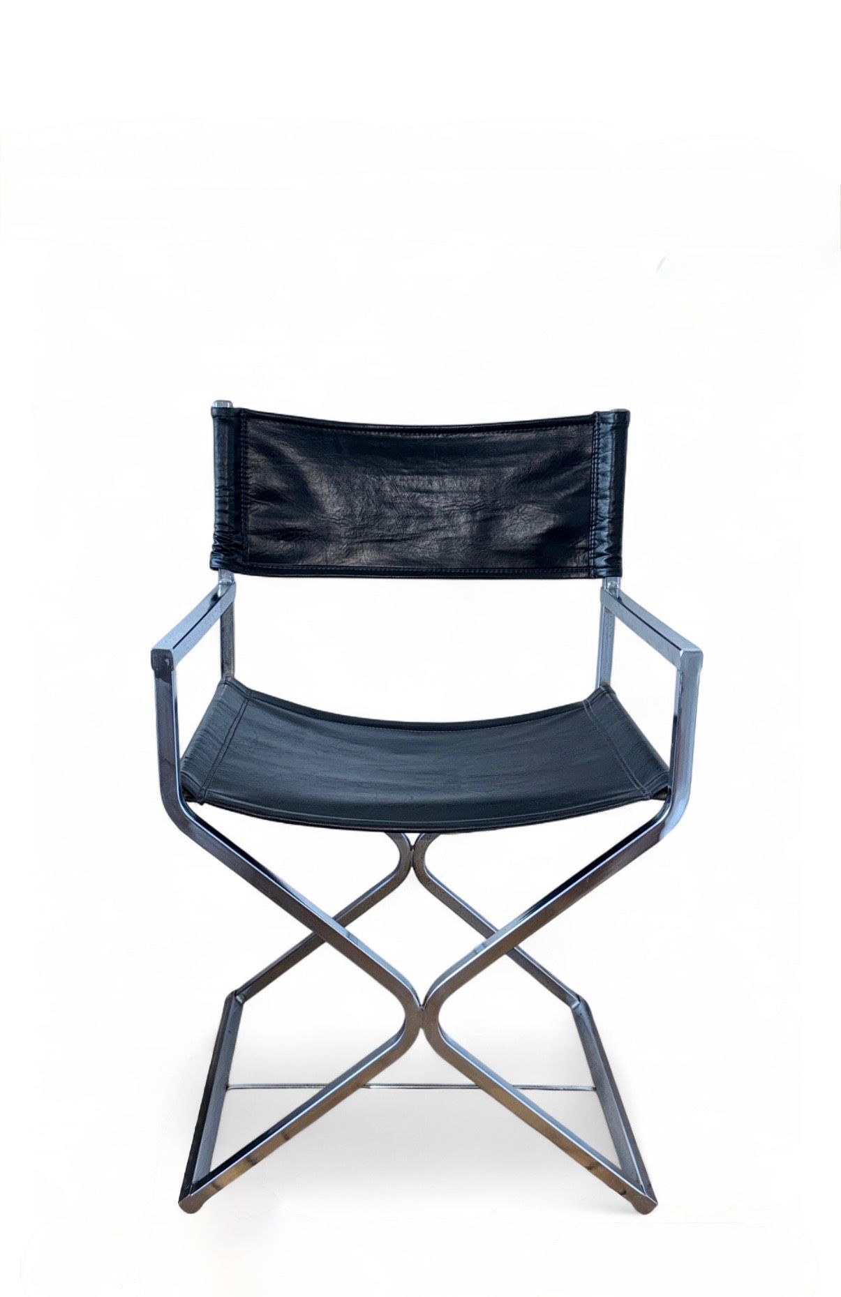 Mid Century Modern 1960s Robert Kjer Jakobsen & Virtue Bros Directors Black Leather Chrome Chair