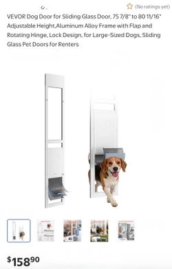 VEVOR Dog Door for Sliding Glass Door, 75 7/8" to 80 11/16" ADJUSTABLE Height,Aluminum Alloy Frame with Flap and Rotating Hinge, Lock Design, for Larg