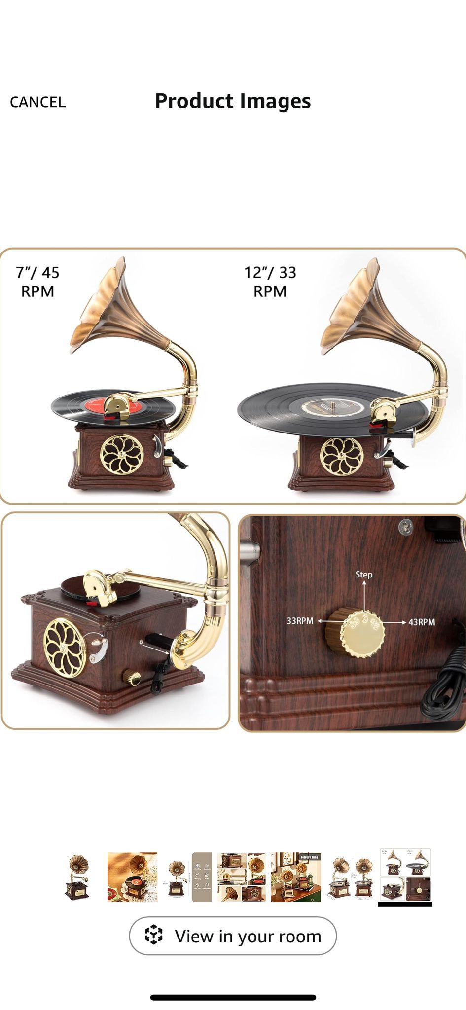 Vintage Style Wooden Record Player With Bluetooth, USB, AUX, Radio And Built-in Speakers