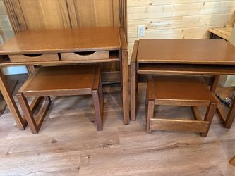 Nesting childrens' desks and benches