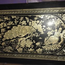 Vintage Chinese Alabone Peacock Table
