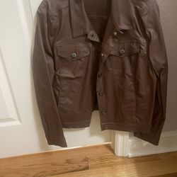 40% Off!!!  Brown Faux Leather Bomber Jacket Medium