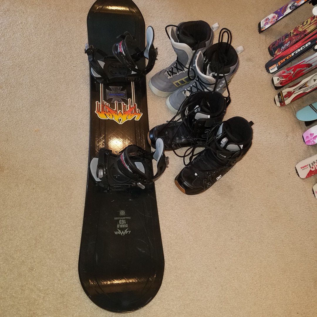 163 cm Lamar snowboard package board boots and bindings clean waxed edges slope reddy
