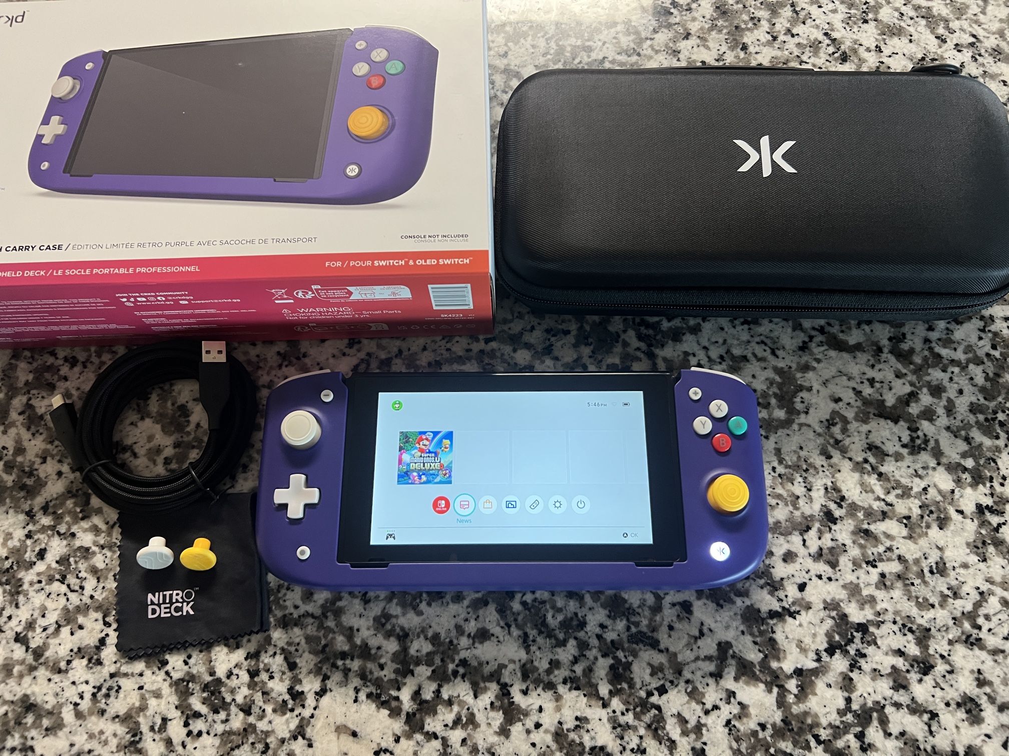 Nintendo Switch W/ Nitro Deck Gamecube Style Controller, hard case & charger