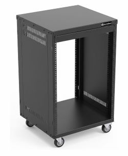 AxcessAbles 16U AV Case with Wheels | Metal Studio Cabinet 19” Universal Equipment Rack