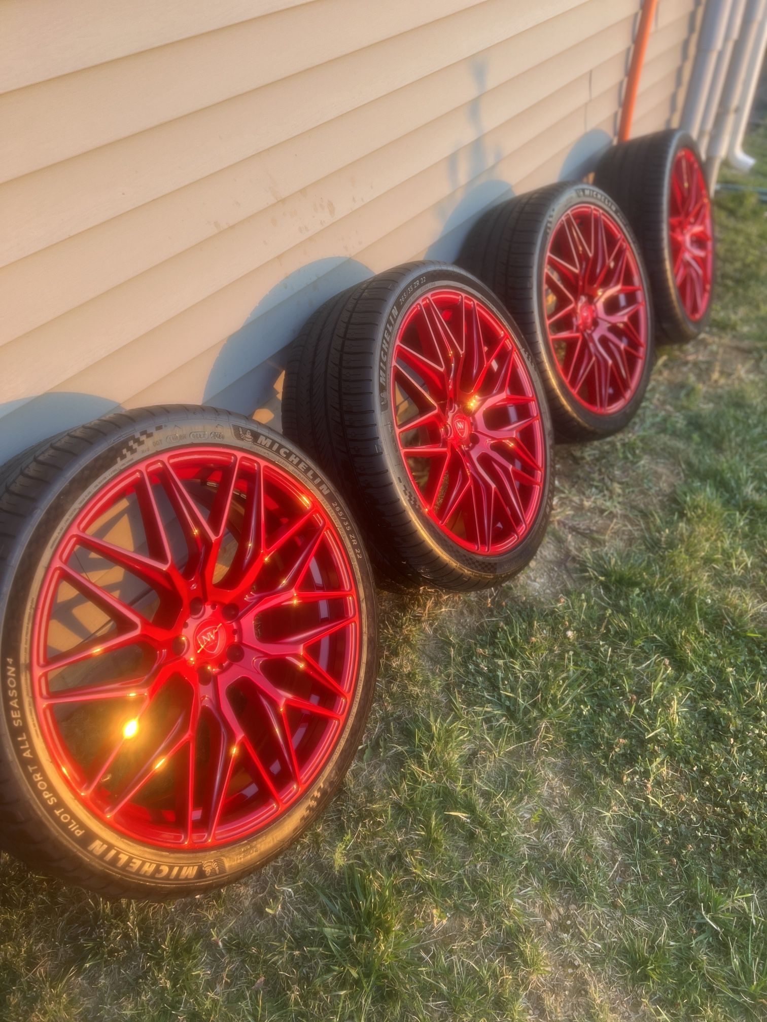 Last Offer Till Gone!! 5x115 Red NV Wheels with Michelin Tires