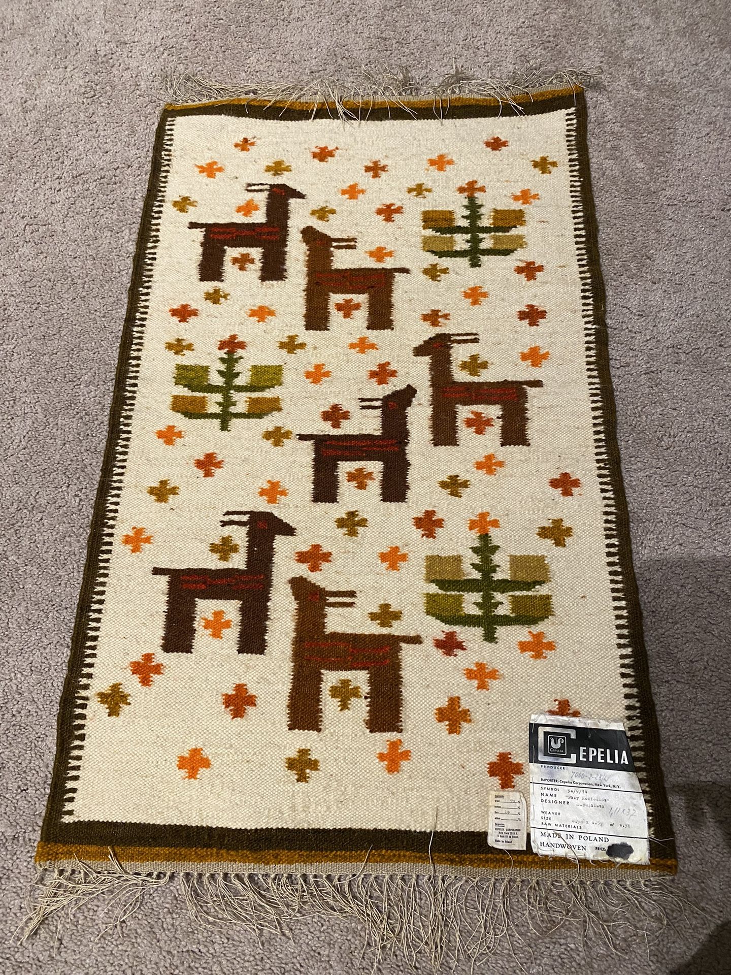 Cepelia handmade polish rug carpet Maria Bujakowa «Pary Koziełkow»