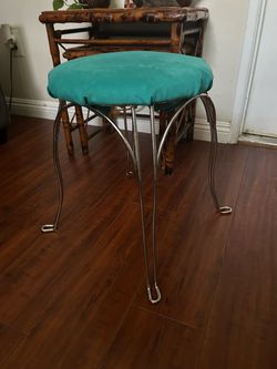 Vanity Stool with Teal Cushion